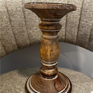 8 inch Rustic Browns Wooden Candle Holder